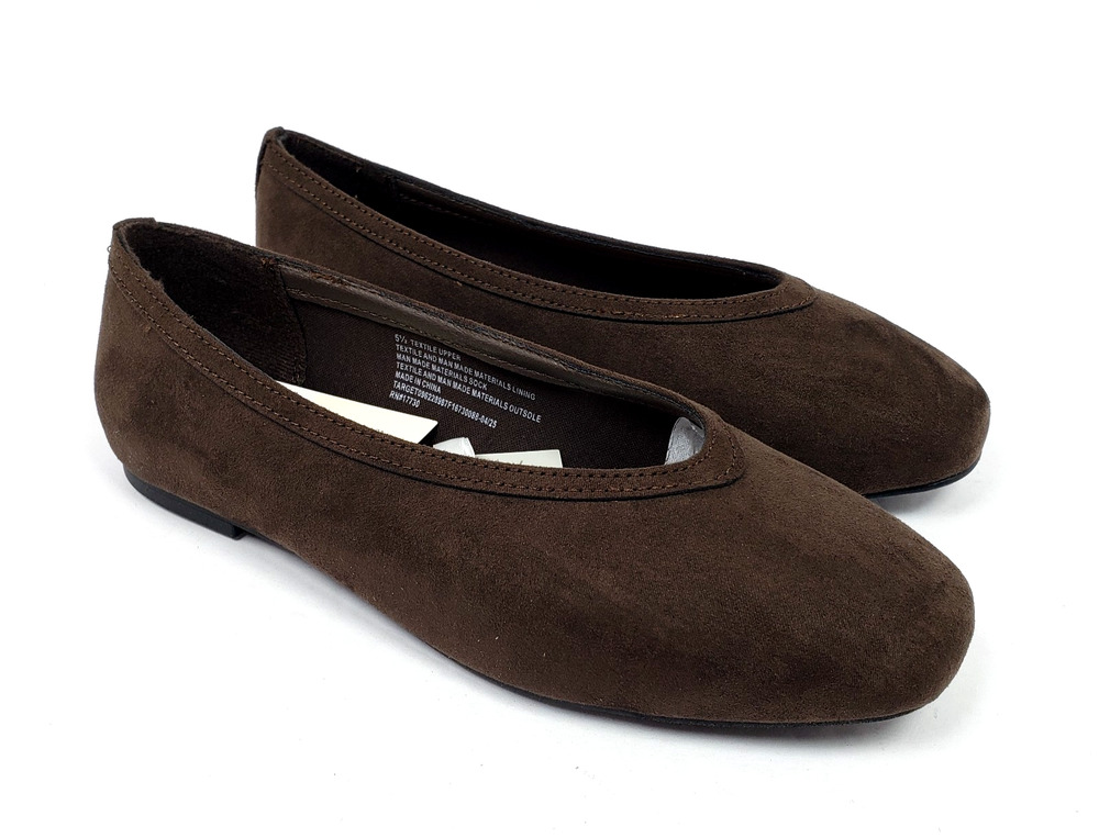 A New Day Sammie Womens Size 5.5 Brown Slip On Comfort Ballet Flats Shoes
